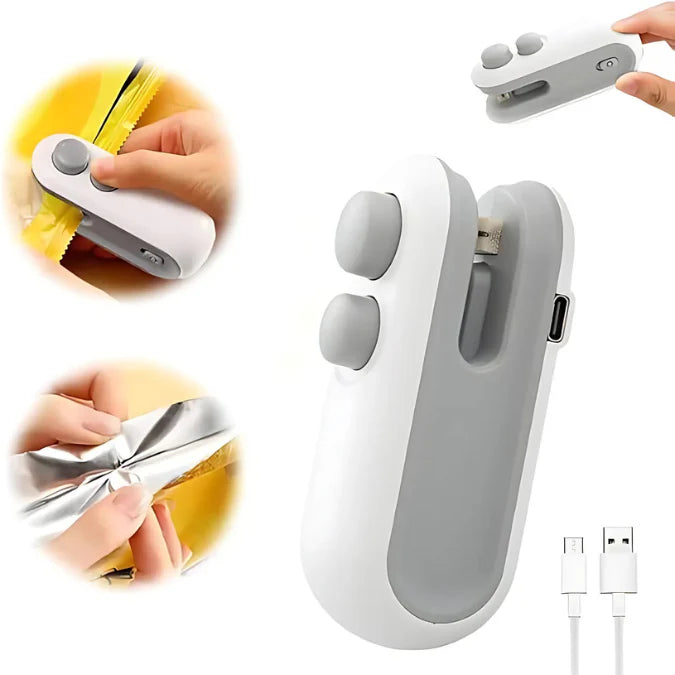 Mini Selladora De Bolsas Recargable Portatil 2 En 1 Imantada
