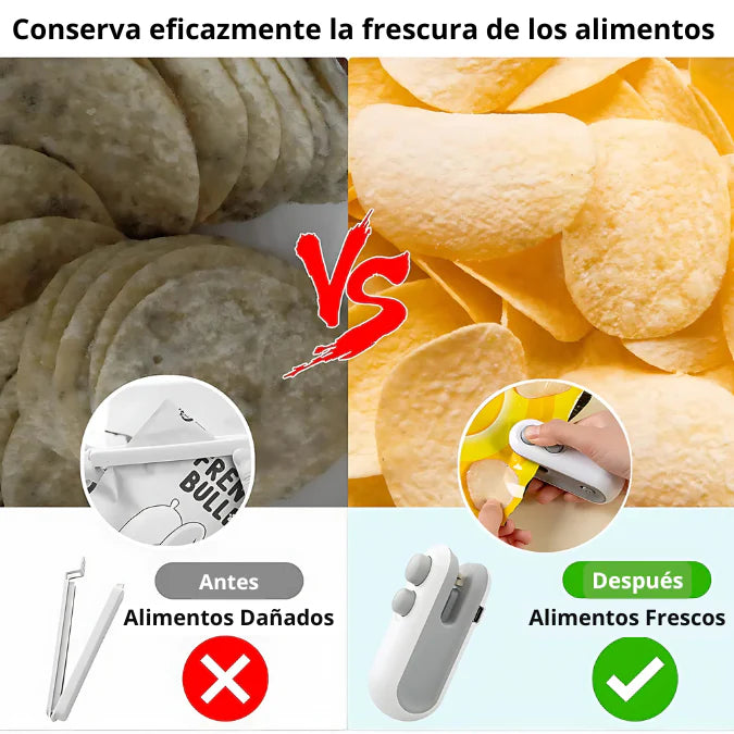 Mini Selladora De Bolsas Recargable Portatil 2 En 1 Imantada