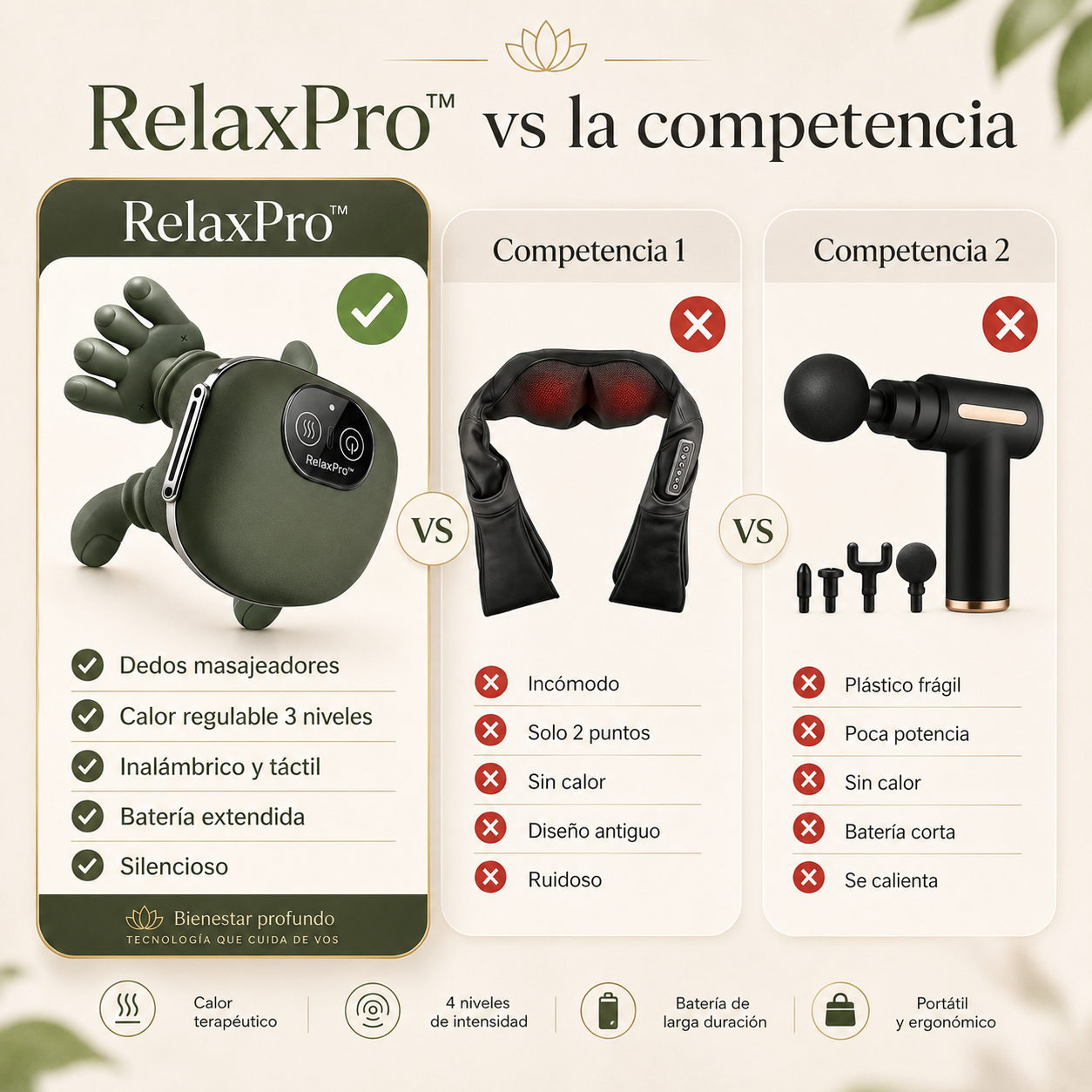 RelaxPro™ — Masajeador Inteligente para Cuello, Hombros y Espalda