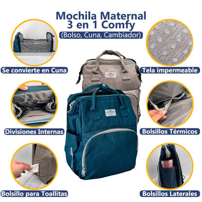 Mochila Maternal COMFY 3 en 1 (Bolso, Cuna y Cambiador)