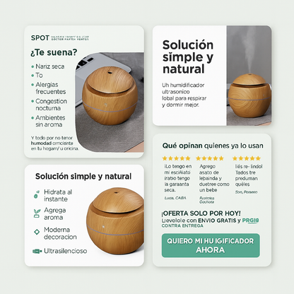 🌿 SPOT HUMIDIFICADOR DE AIRE | EDICIÓN MADERA NATURAL