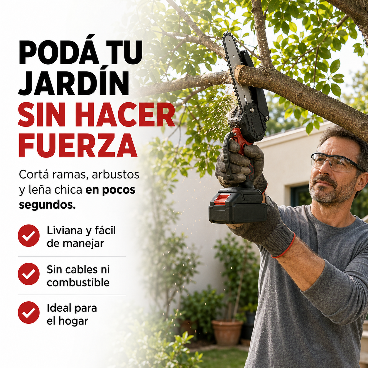 Motosierra Portatil Industrial -- 2 Baterias + Maletin + Accesorios