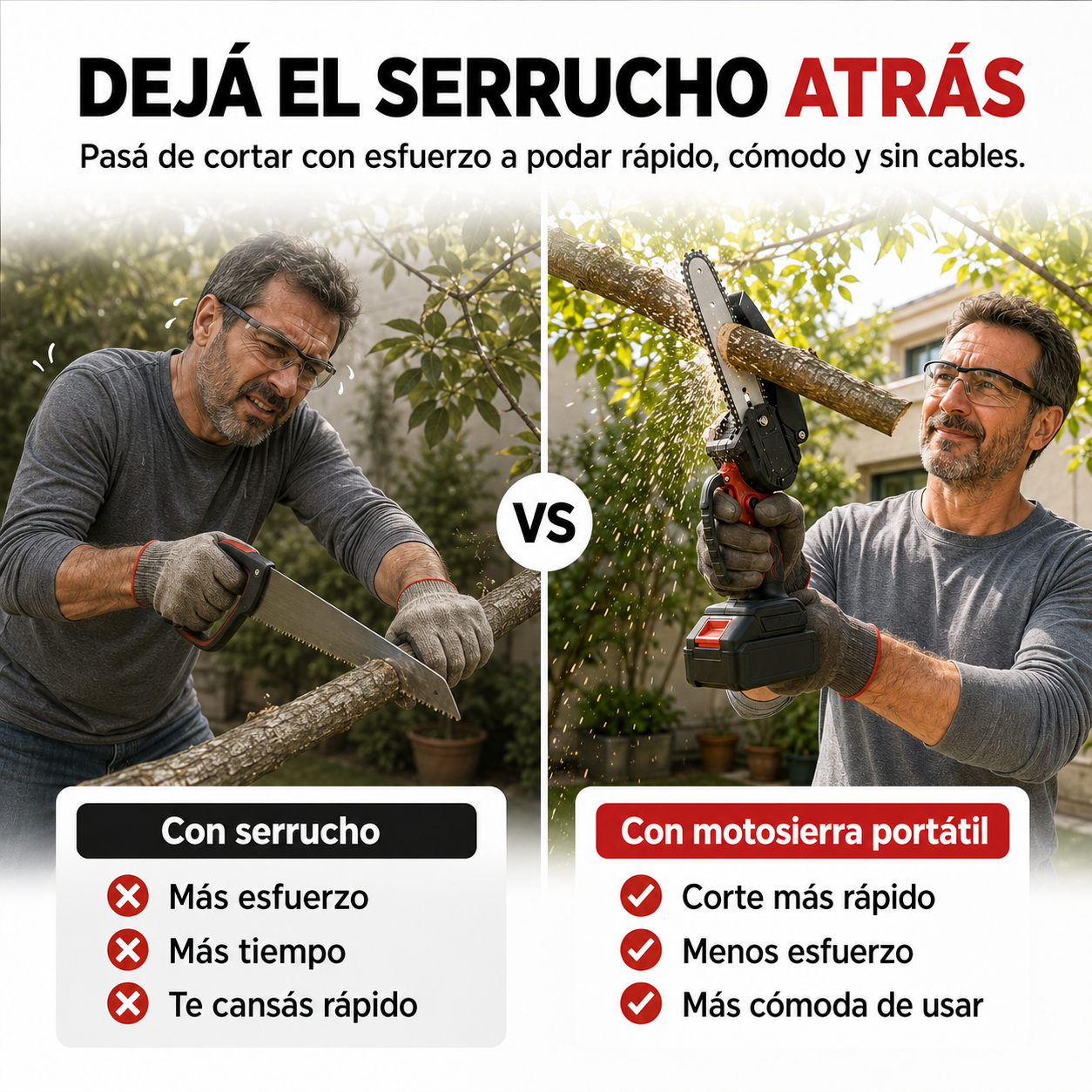 Motosierra Portatil Industrial -- 2 Baterias + Maletin + Accesorios