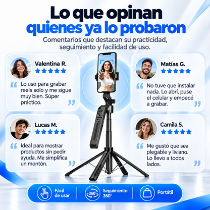 TriCam 360™ — Trípode Inteligente con Seguimiento Facial por IA