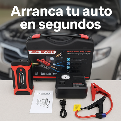 KIT AUTORESCATE 4 EN 1 - Arrancador, Compresor, Linterna, PowerBank!
