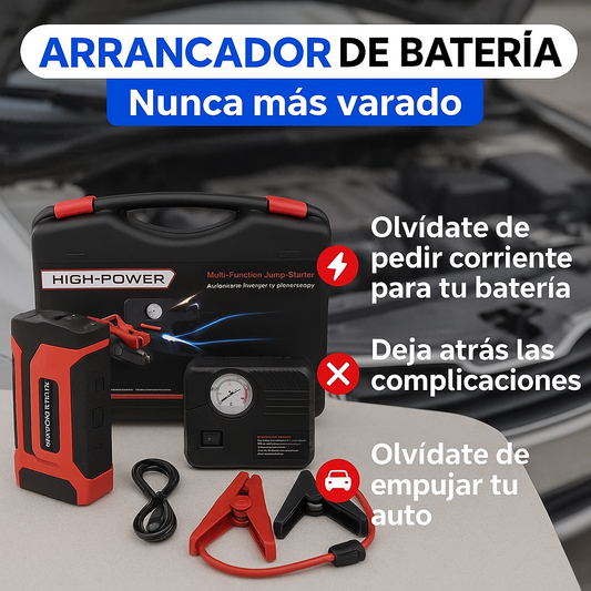 KIT AUTORESCATE 4 EN 1 - Arrancador, Compresor, Linterna, PowerBank!