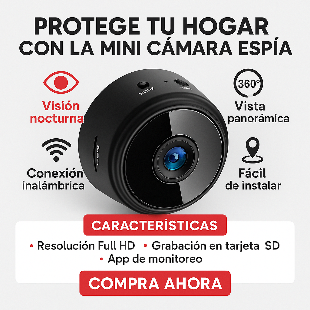 (3X1 SOLO POR HOY) MINI CÁMARA ESPÍA DE VIGILANCIA - WIFI, FULL HD