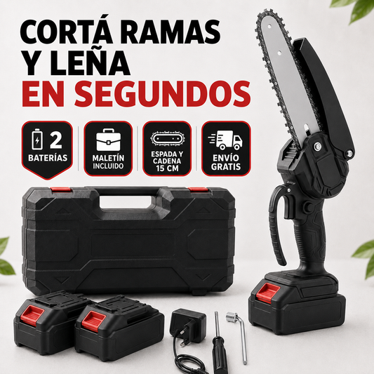 Motosierra Portatil Industrial -- 2 Baterias + Maletin + Accesorios
