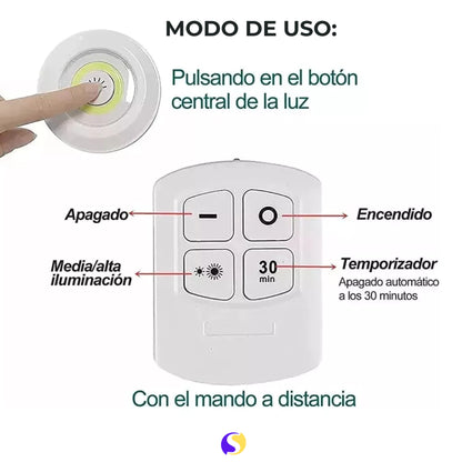 SET DE 3 LUCES LED A CONTROL REMOTO + Pilas de Regalo🎁🎁