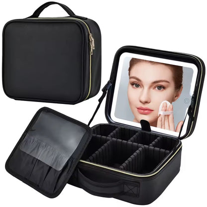 Maletin Organizador de Maquillaje con Espejo Luz Led