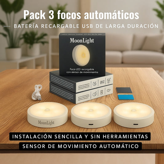 MoonLight™ Foco LED recargable con sensor de movimiento