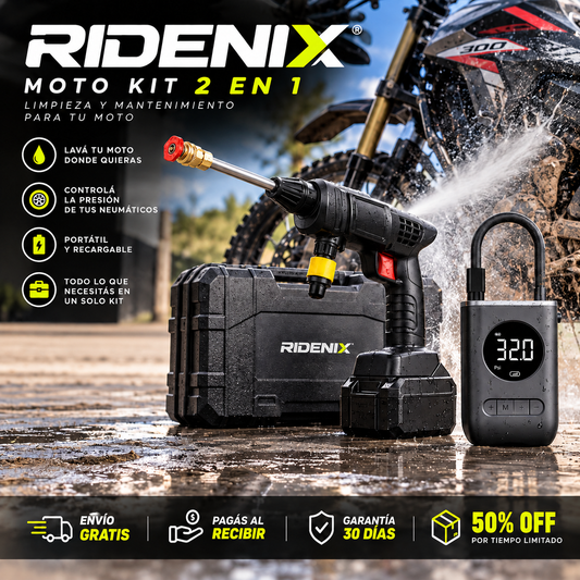 RIDENIX® Moto Kit 2 en 1 – Limpieza y Mantenimiento para tu Moto 🏍️