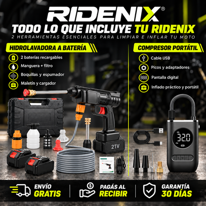 RIDENIX® Moto Kit 2 en 1 – Limpieza y Mantenimiento para tu Moto 🏍️