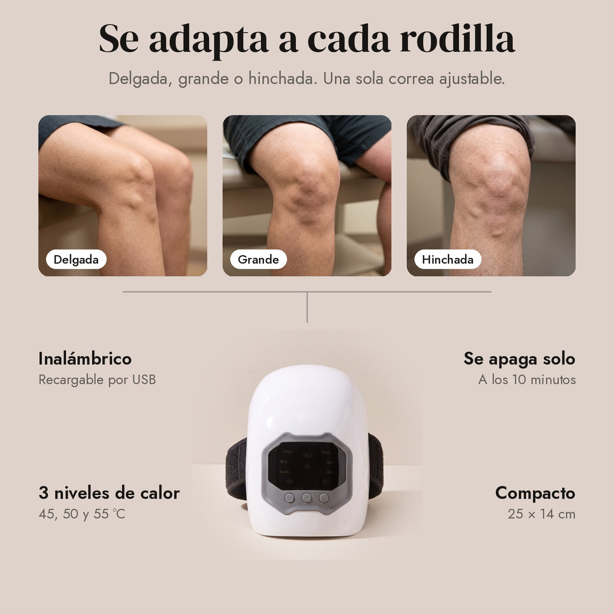 RodiTherm se adapta a cada rodilla: delgada, grande o hinchada