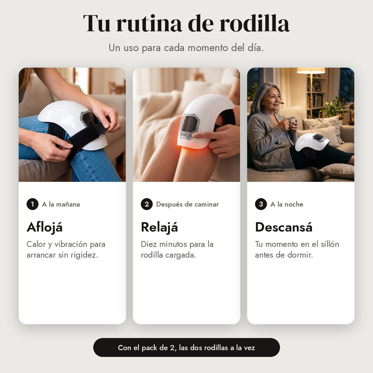 Tu rutina de rodilla con RodiTherm: mañana, después de caminar y noche