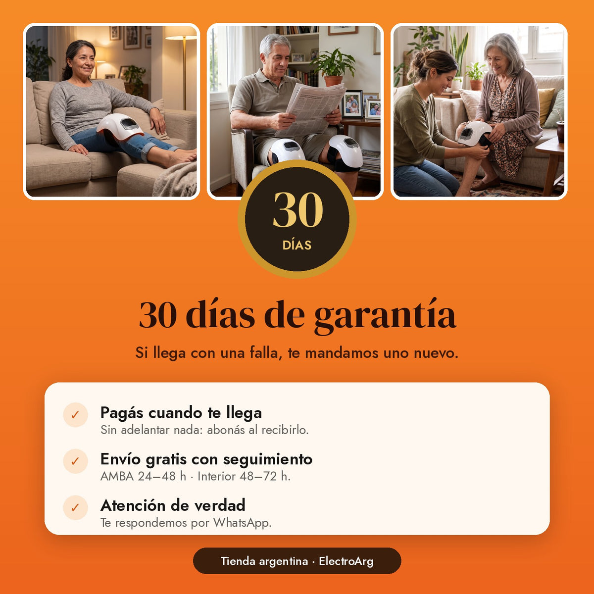 30 días de garantía, pagás al recibir y envío gratis