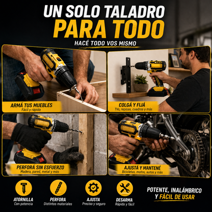 Taladro Inalambrico Industrial  -- 2 baterías + maletín + accesorios