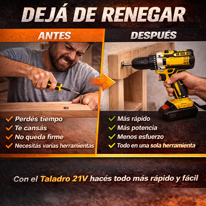 Taladro Inalambrico Industrial  -- 2 baterías + maletín + accesorios